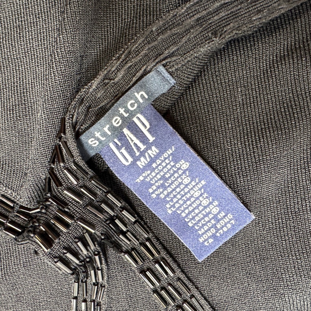 Gap Halter Tank Top Women's Medium Black Beaded High Neck Crossover Back Chic - Picture 5 of 5